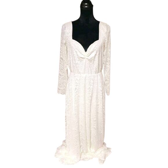 Blush Women's Ivory Maxi Bohemian Lace Sweatheart Neck Wedding Dress Size XL - Picture 2 of 7